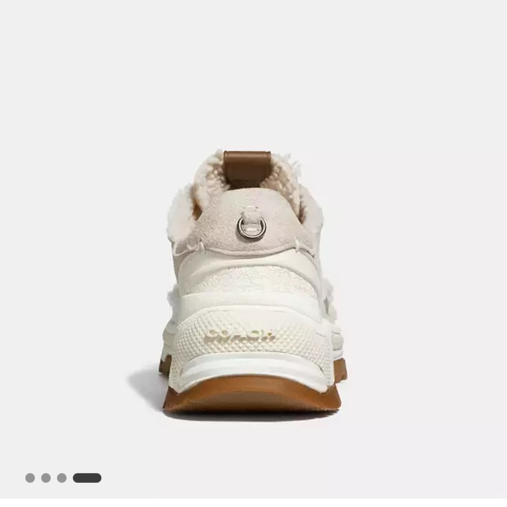 Coach Cream and Brown C143 Shearling Women's Sneakers Size 9 B - Picture 5 of 9